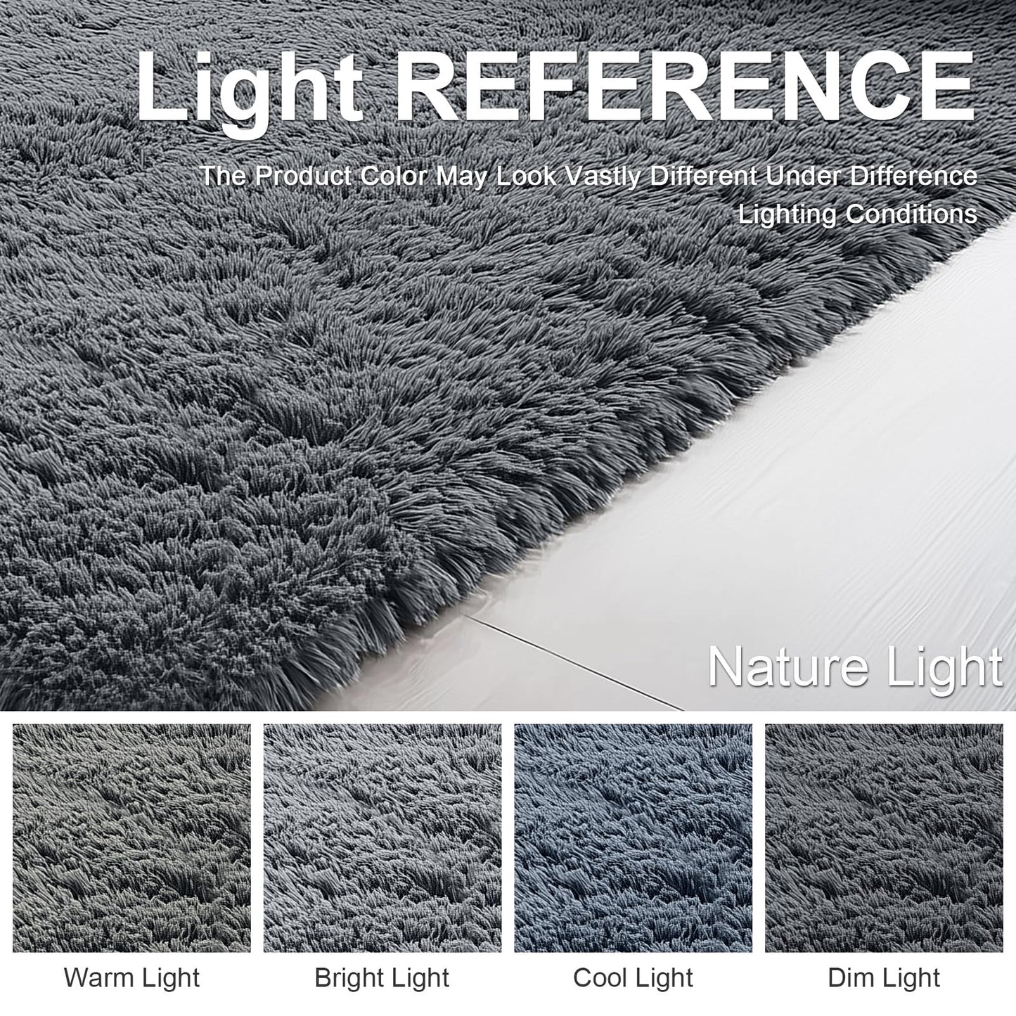 OLANLY 4x5.9 Fluffy Soft Area Rug for Bedroom (Grey, Washable Non-Slip Shaggy Carpet)
