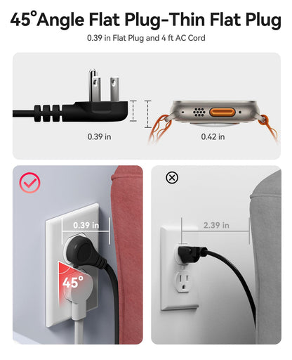 ORICO ultra-slim 0.39-inch 45 degree flat plug power strip