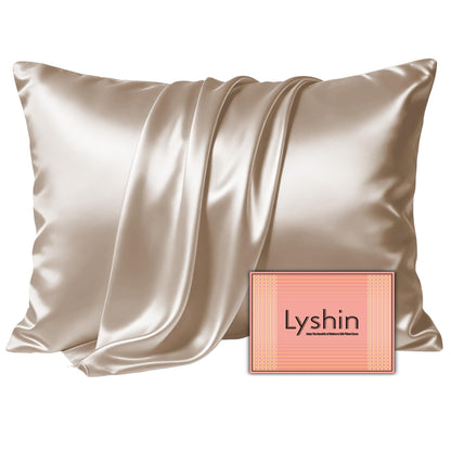 Mulberry Silk Pillow Cases Standard Size with Hidden Zipper, Ultra Smooth and Soft Breathable Cooling Silk Satin Pillowcase for Hair and Skin, Gifts for Women Men (Champagne, 20x26 Inches, 1 Pack)