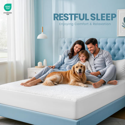 Waterproof Queen Size Mattress Protector fits Upto 17" deep Mattresses