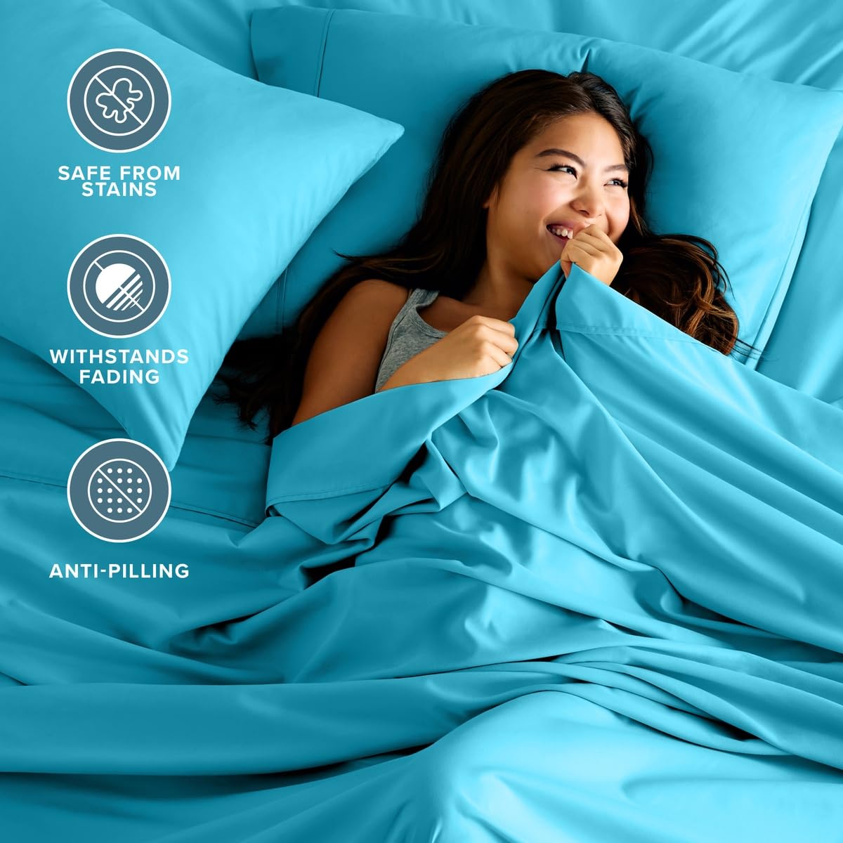 Bare Home Twin XL Sheet Set - 1800 Ultra-Soft (Twin XL, Aqua)