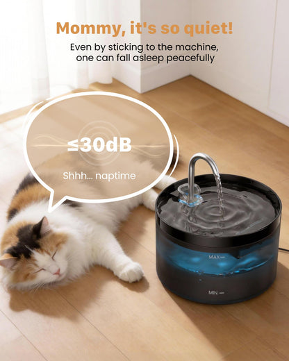 Cat Water Fountain Cat Fountain: GIOTOHUN 2L Water Fountains Indoor Cats - Super Silent Pet Waterer Fountains for Cats - Easy Cleaning - Black - Pets Feeding & Watering Supplies - for Small Animals