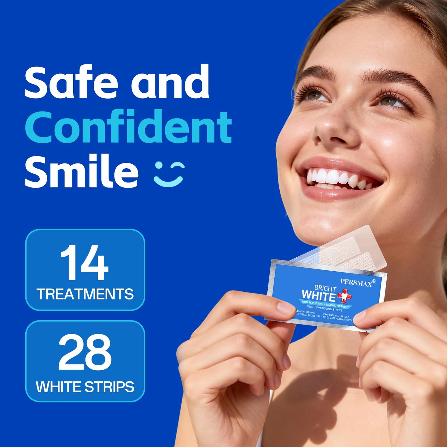 PERSMAX Teeth Whitening Strips – 14 Treatment, 28 Non-Slip Strips