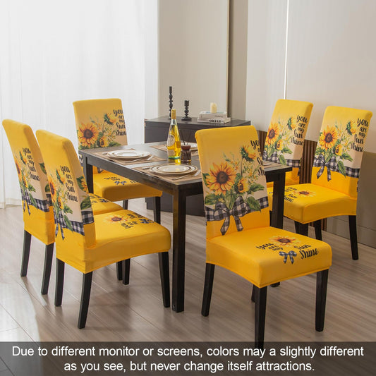 JQinHome Stretch Sunflower Dining Chair Slipcovers - Set of 6