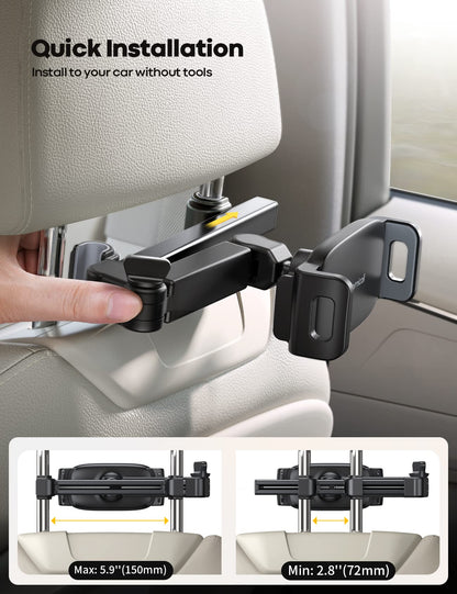 Lamicall Car Headrest Tablet Holder - [Extension Arm] Adjustable iPad Car Mount for Back Seat, Road Trip Essentials for Kids, 4.7-11" Tablet iPad Pro, Air, Mini, Galaxy, Fire, Black
