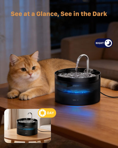 Cat Water Fountain Cat Fountain: GIOTOHUN 2L Water Fountains Indoor Cats - Super Silent Pet Waterer Fountains for Cats - Easy Cleaning - Black - Pets Feeding & Watering Supplies - for Small Animals