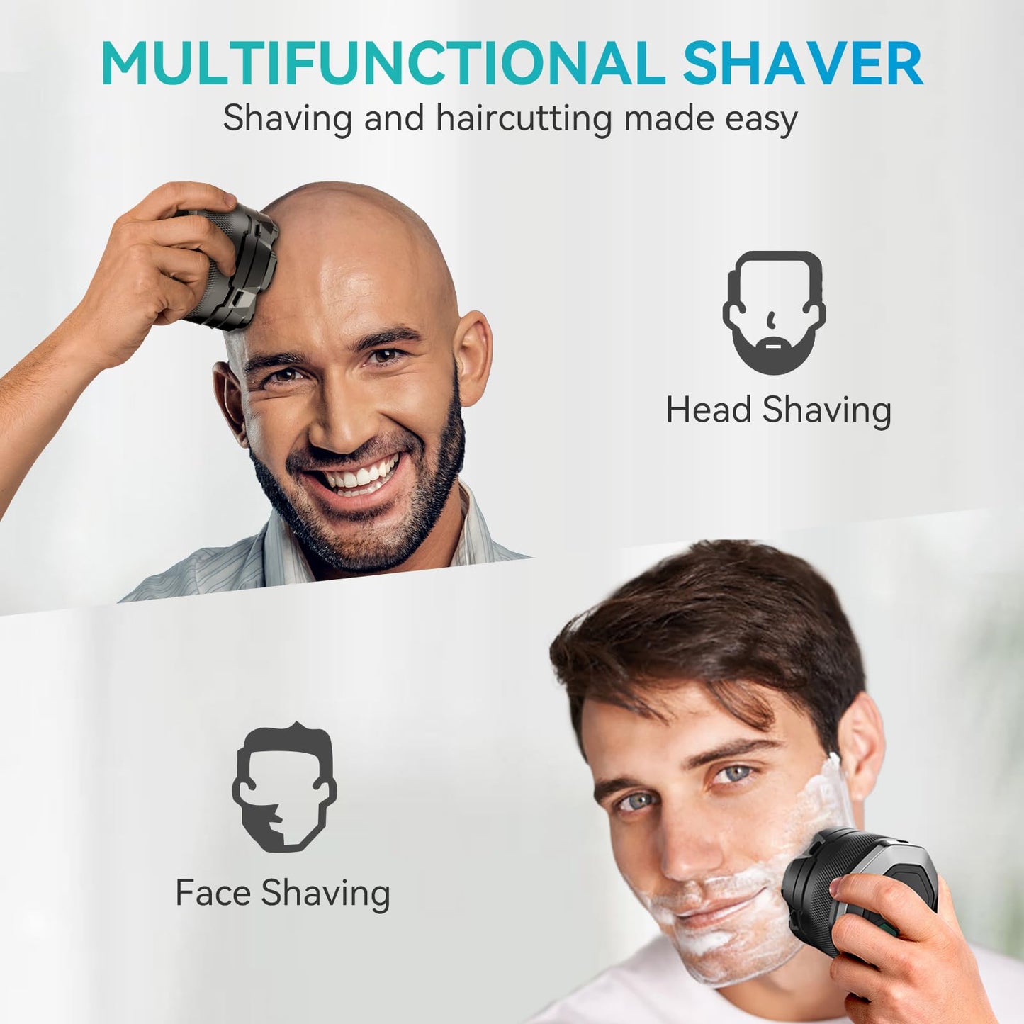 6D Head Shavers for Bald Men, kensen Upgraded Magnetic Head Shavers, Long Battery Life Skull Shaver, IPX6 Wet/Dry Shaving Electric Razor, Rechargeable LED Display, Rotary Blade Design with USB-C Charge