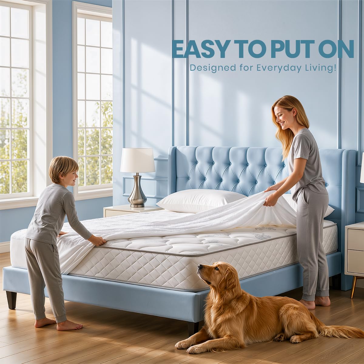 Waterproof Queen Size Mattress Protector fits Upto 17" deep Mattresses