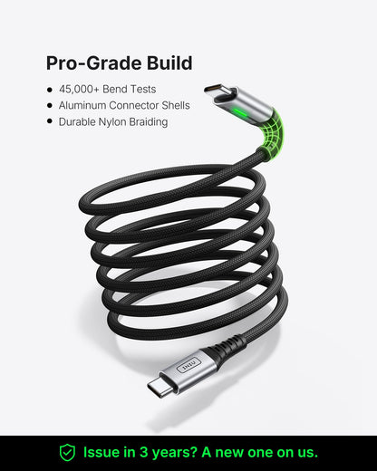 INIU 240W USB C to USB C Cable, [6.6ft+6.6ft] Fast Charging Type C Cord