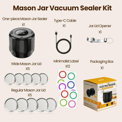 UNERVER Mason Jar Vacuum Sealer - Electric Vacuum Sealer for Jars with Mouth and Regular Mason Lids, Vacuum Sealing Machine Kit for Food, Jar Vacuum Sealer for Canning Jars