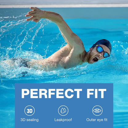ZIONOR Swimming Goggles G1 Polarized Swim Goggles UV Protection Watertight Anti-Fog Adjustable Strap Comfort fit for Unisex Adult Men and Women-Mirrored Blue Lens