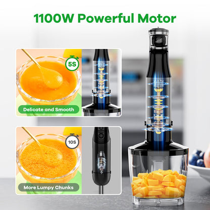 Turelar Immersion Blender Handheld Corded, 1100W 5 in 1 Hand Blender Set