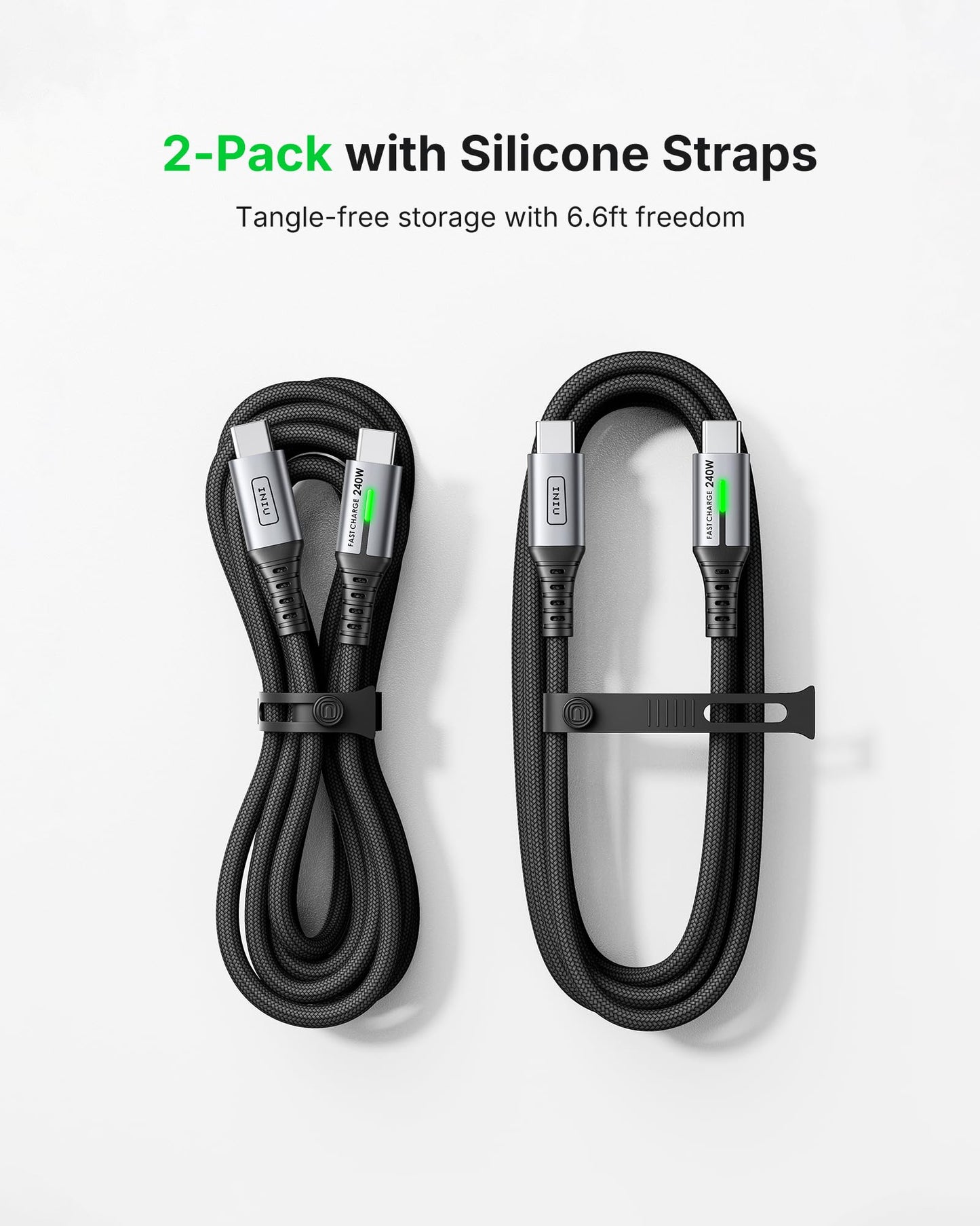 INIU 240W USB C to USB C Cable, [6.6ft+6.6ft] Fast Charging Type C Cord