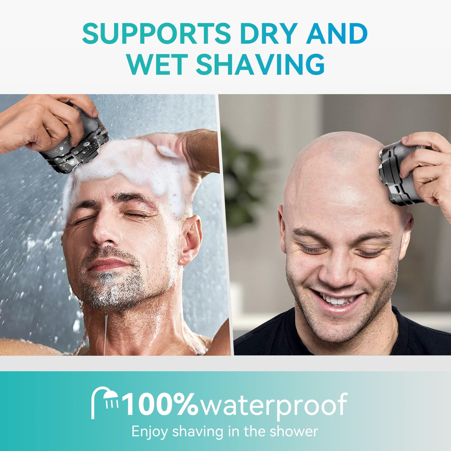 6D Head Shavers for Bald Men, kensen Upgraded Magnetic Head Shavers, Long Battery Life Skull Shaver, IPX6 Wet/Dry Shaving Electric Razor, Rechargeable LED Display, Rotary Blade Design with USB-C Charge