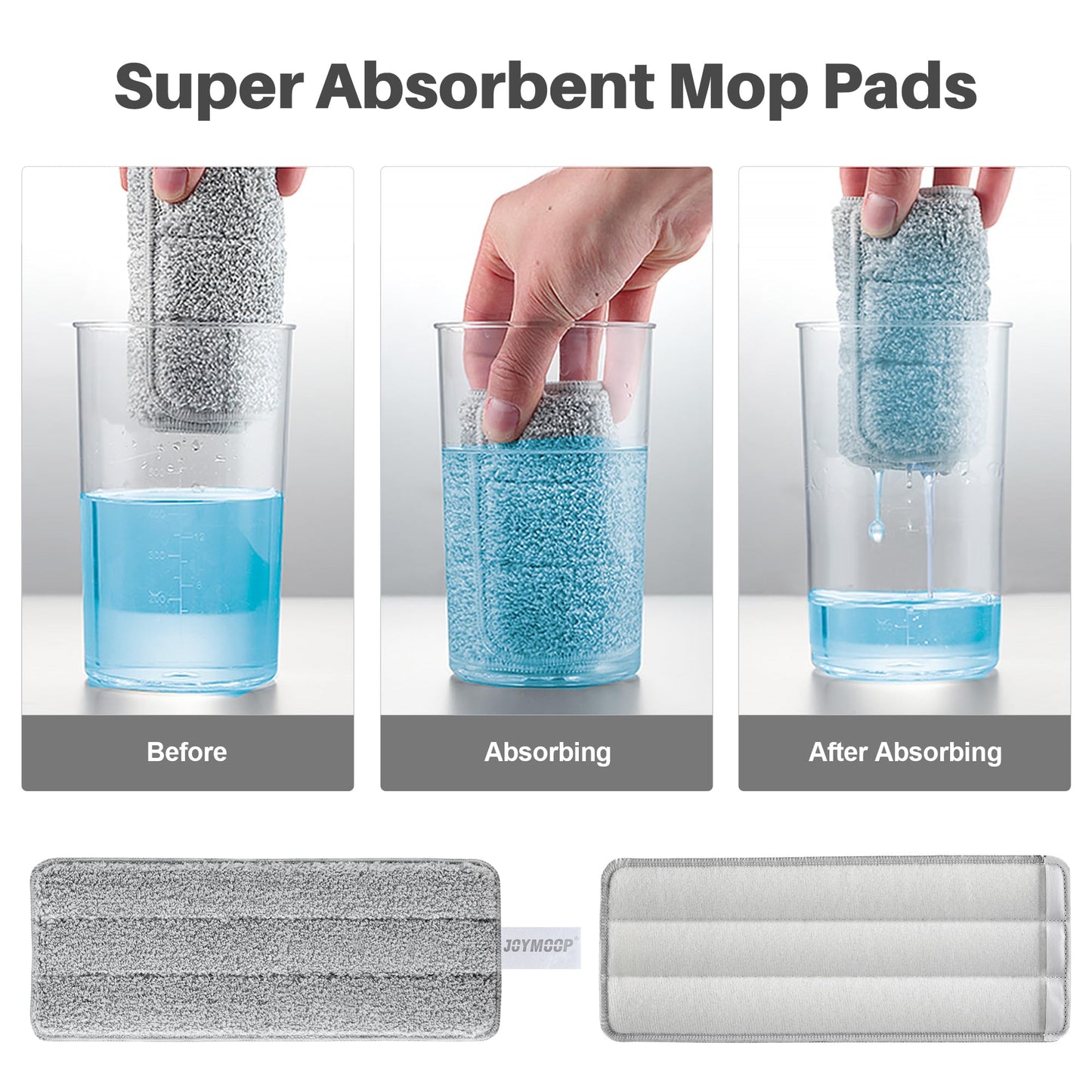 JOYMOOP Hands-Free Flat Mop and Bucket Set with Wringer | 3 Washable Microfiber Pads