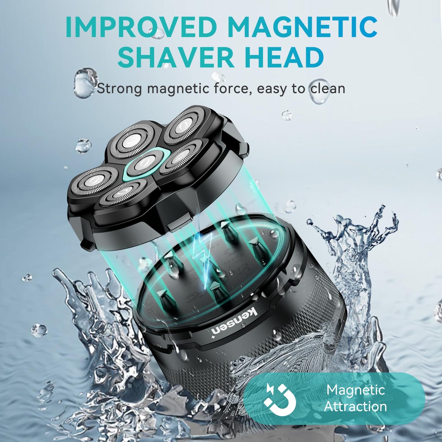 6D Head Shavers for Bald Men, kensen Upgraded Magnetic Head Shavers, Long Battery Life Skull Shaver, IPX6 Wet/Dry Shaving Electric Razor, Rechargeable LED Display, Rotary Blade Design with USB-C Charge