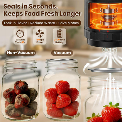 UNERVER Mason Jar Vacuum Sealer - Electric Vacuum Sealer for Jars with Mouth and Regular Mason Lids, Vacuum Sealing Machine Kit for Food, Jar Vacuum Sealer for Canning Jars