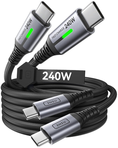 INIU 240W USB C to USB C Cable, [6.6ft+6.6ft] Fast Charging Type C Cord
