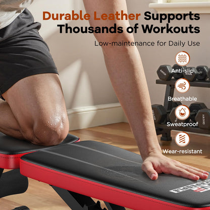 NICEPEOPLE Foldable Basic Weight Bench for Home Gym, Workout Bench with 8 Backrests, 660LBS Weight Capacity Adjustable Bench