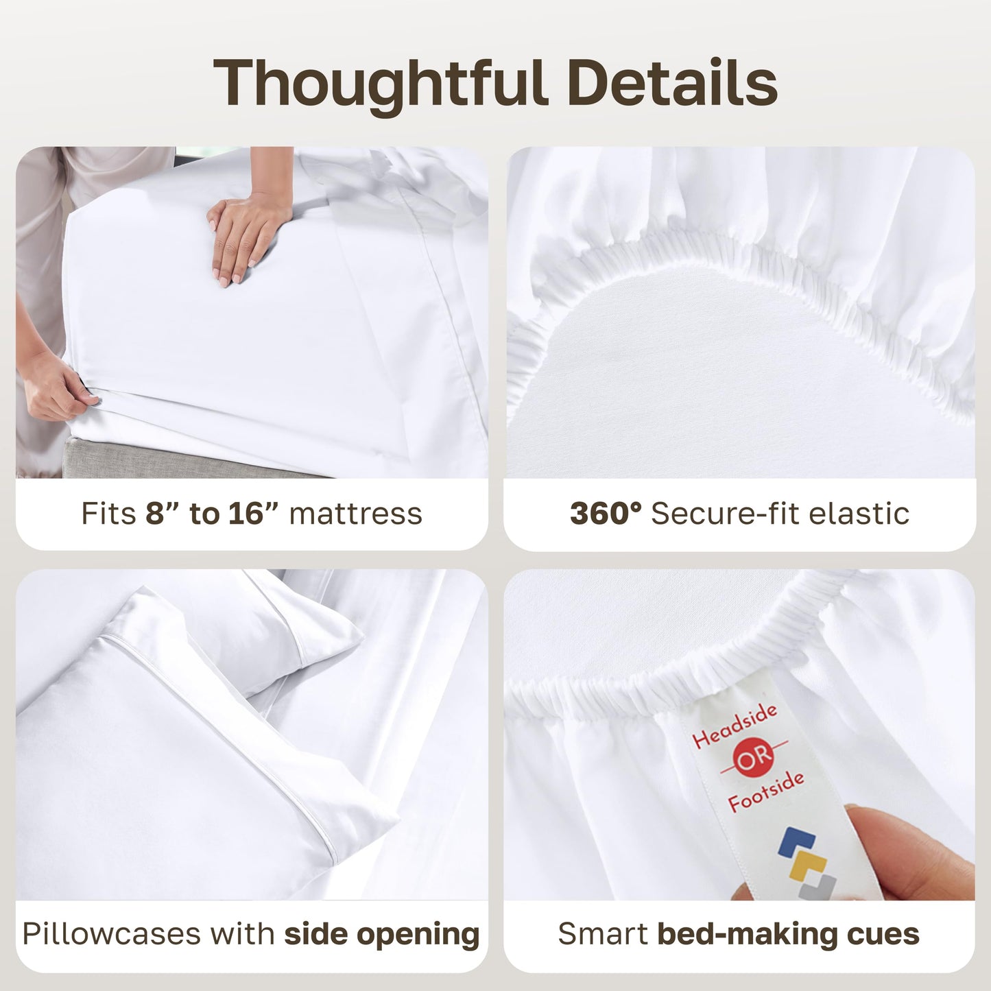 California Design Den 100% Cotton Bed Sheets King Size Set - 400 Thread Count Sateen, Deep Pocket King Sheet Set, King Sheets, Cooling King Size Sheets Set, Softer Than Egyptian Cotton Sheets (White)