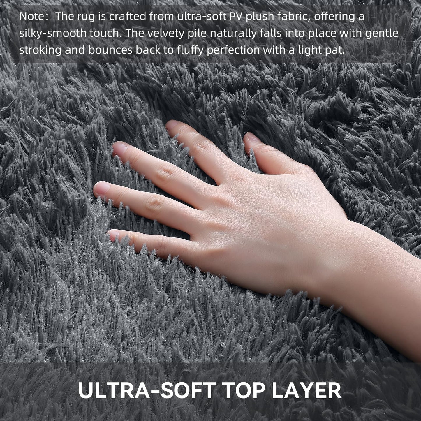 OLANLY 4x5.9 Fluffy Soft Area Rug for Bedroom (Grey, Washable Non-Slip Shaggy Carpet)