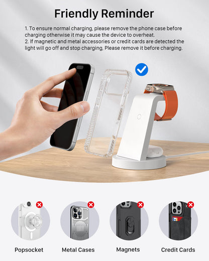 Anlmz 3 in 1 Charging Station for iPhone - Wireless Charger for Apple Products Multiple Devices - Charging Dock Stand for AirPods (for iPhone 17 16e 16 15 14 13 pro 12 11 X Max)