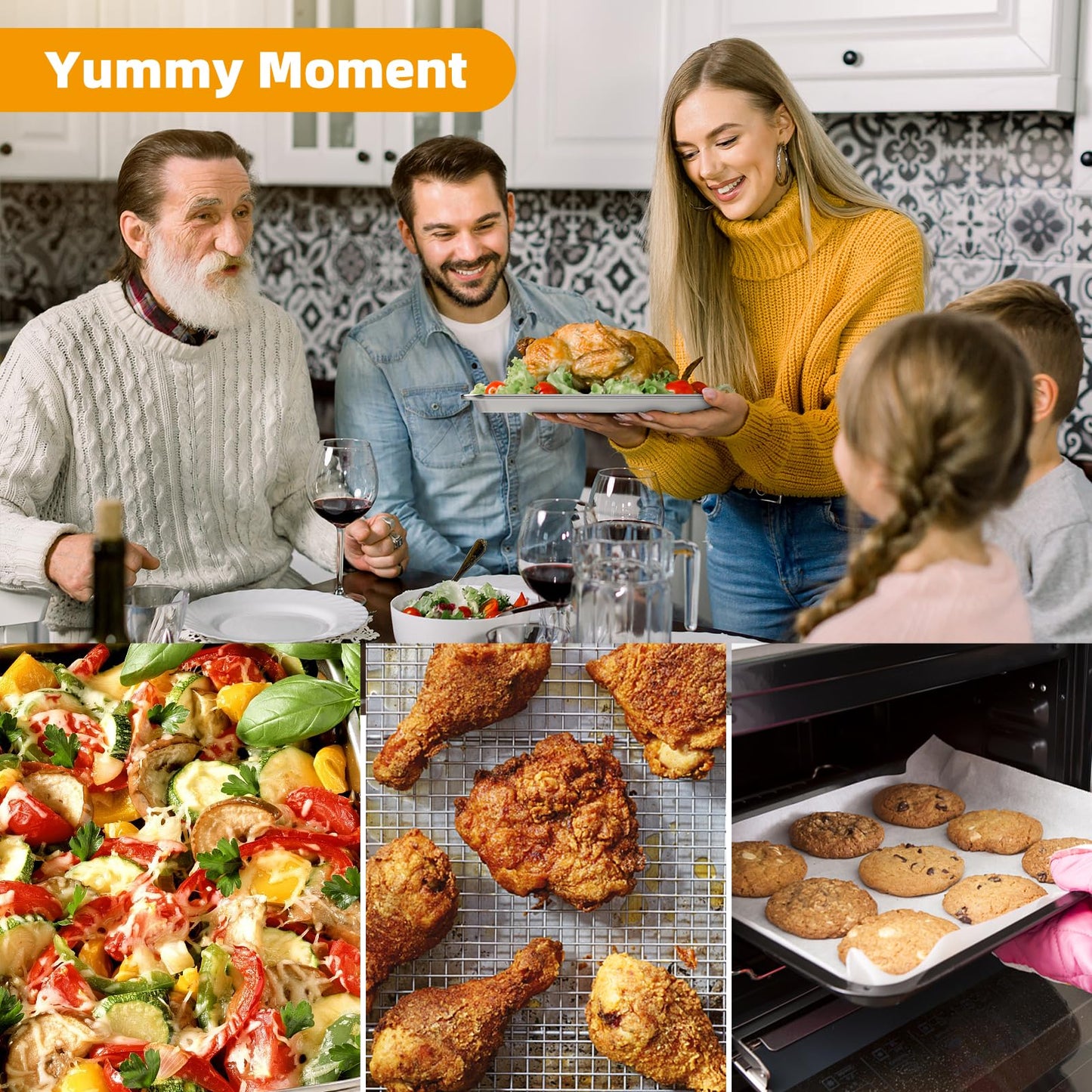 YEPATER 2-Set Stainless Steel Air Fryer Basket & Tray for Oven with 60 Parchment Papers