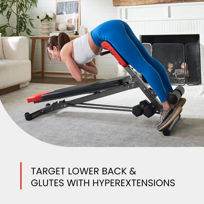 Finer Form Multi-Functional Bench for Full All-in-One Body Workout – Versatile Exercise Equipment for Hyper Back Extension, Abdominal Routines, Decline Bench, Flat Bench or Bench Press. Outstanding Fitness Equipment for Your Home Gym