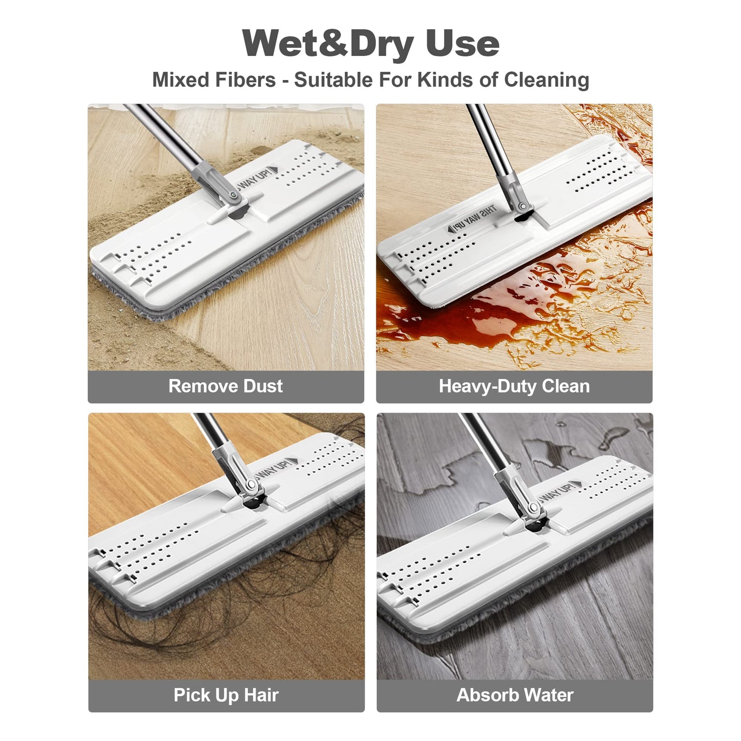 JOYMOOP Hands-Free Flat Mop and Bucket Set with Wringer | 3 Washable Microfiber Pads
