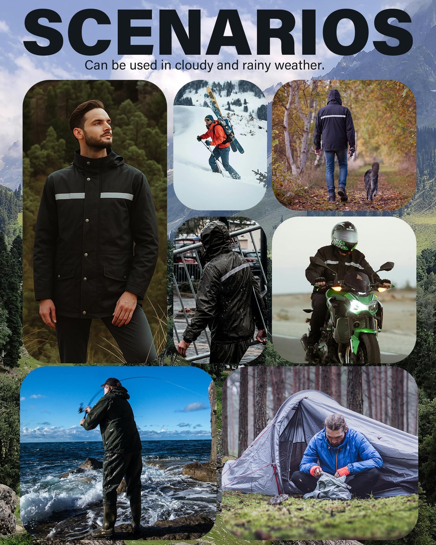 iCreek Unisex Waterproof Rain Suit (Jacket & Pants Set)
