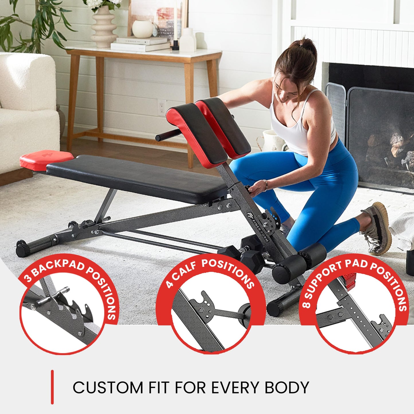 Finer Form Multi-Functional Bench for Full All-in-One Body Workout – Versatile Exercise Equipment for Hyper Back Extension, Abdominal Routines, Decline Bench, Flat Bench or Bench Press. Outstanding Fitness Equipment for Your Home Gym