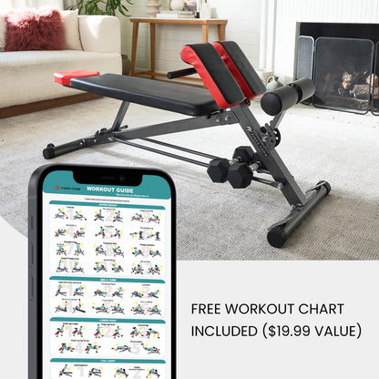 Finer Form Multi-Functional Bench for Full All-in-One Body Workout – Versatile Exercise Equipment for Hyper Back Extension, Abdominal Routines, Decline Bench, Flat Bench or Bench Press. Outstanding Fitness Equipment for Your Home Gym