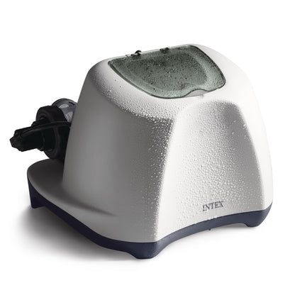 Side angle view of the Intex Krystal Clear Saltwater Pool Chlorine System unit