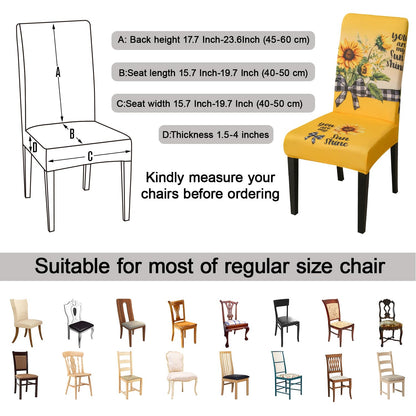 Size measurement guide showing suitable dimensions for Parsons dining chair cover