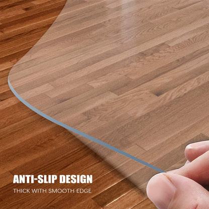 Kuyal clear chair mat anti-slip design featuring thick and smooth edges for hard floors.
