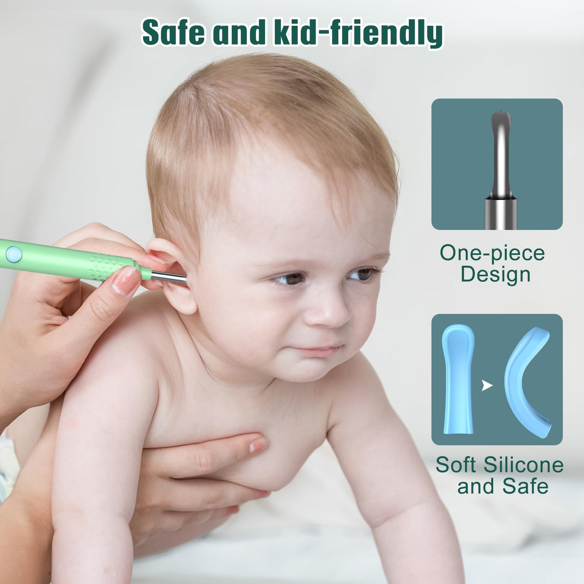 LMECHN wireless otoscope safe and kid-friendly one-piece design with soft silicone ear spoons for babies and children