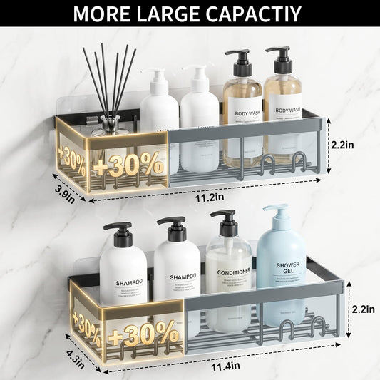 Moforoco Shower Caddy detailed dimensions and large capacity size specifications featuring 11.2 inch and 11.4 inch width