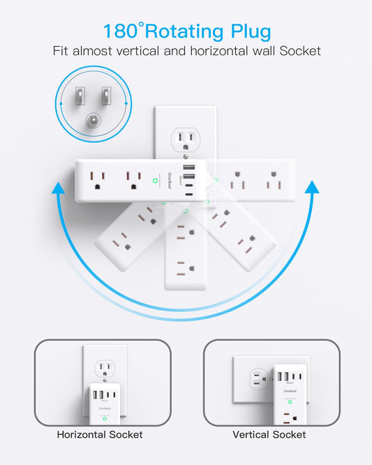 180-degree rotating plug of the One Beat outlet extender wall charger