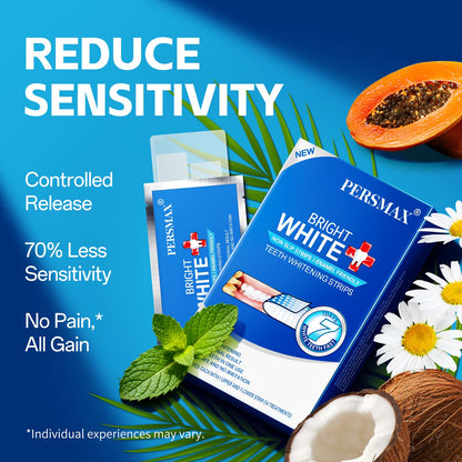 PERSMAX Teeth Whitening Strips Reduced Sensitivity Formula with Controlled Release for Pain-Free Whitening