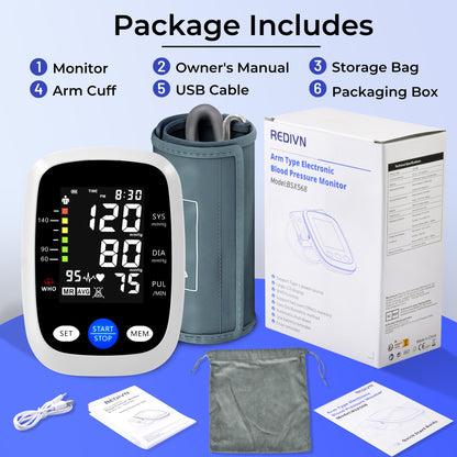 Lifestyle image showing a person measuring their blood pressure at home using the REDIVN upper arm monitor