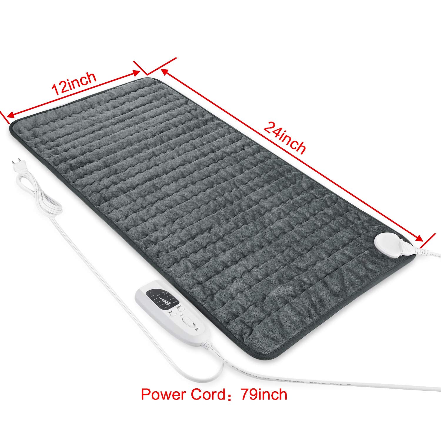 VANKADA electric heating pad 24x12 inch size dimensions with 79 inch long power cord