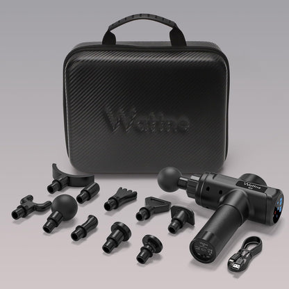 Wattne W2 massage gun set with portable carrying case and 10 attachment heads