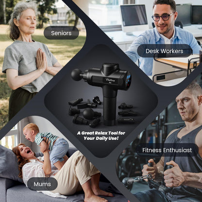 Wattne W2 massage gun suitable for seniors, desk workers, mothers, and fitness enthusiasts