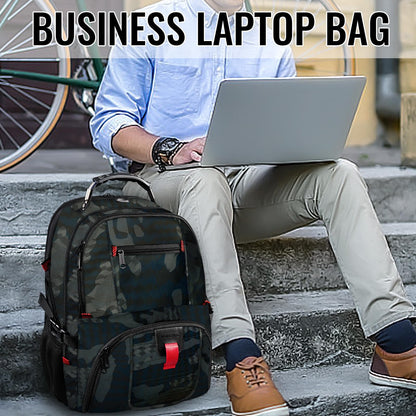 YOREPEK 50L camouflage business laptop bag displayed in a lifestyle setting for work and travel