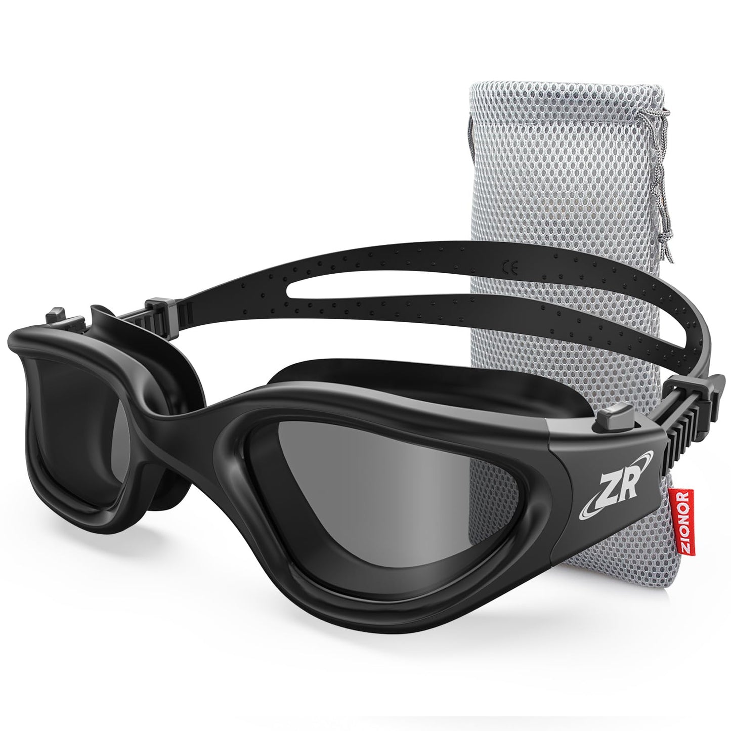 ZIONOR G1 Polarized Swim Goggles Black Frame Smoke Lens