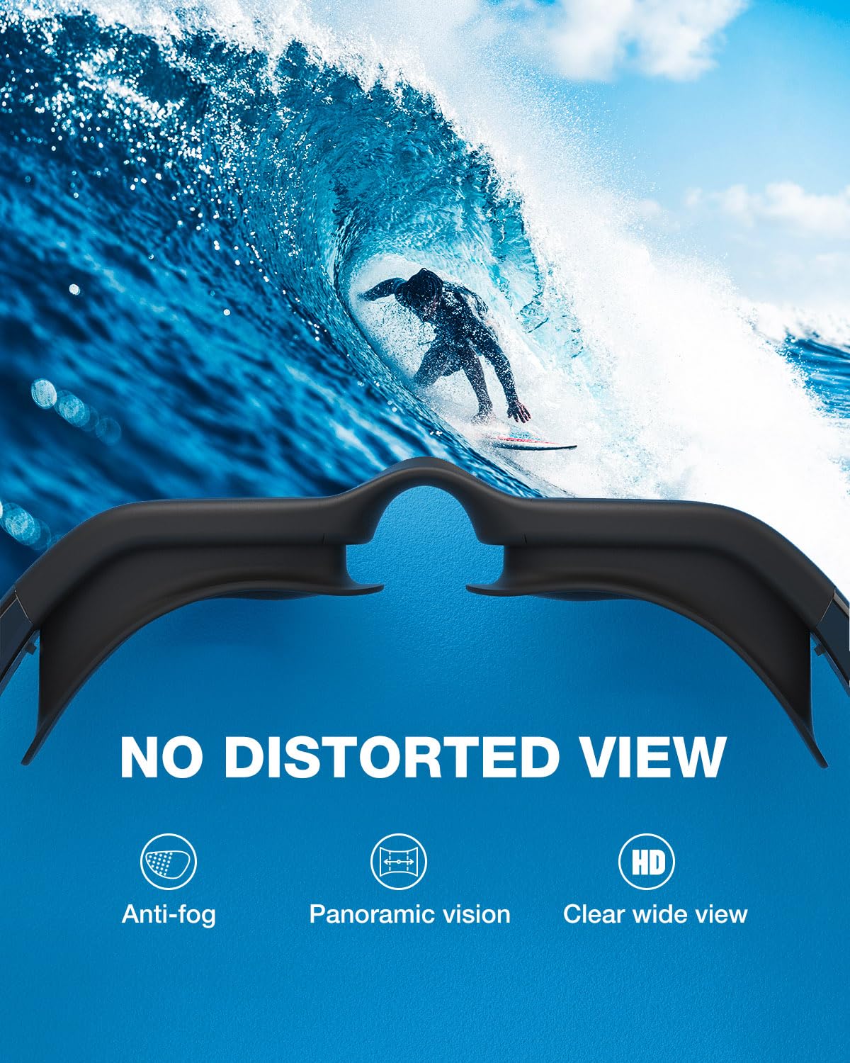 ZIONOR G1 Swim Goggles no distorted view with anti-fog and panoramic clear wide view