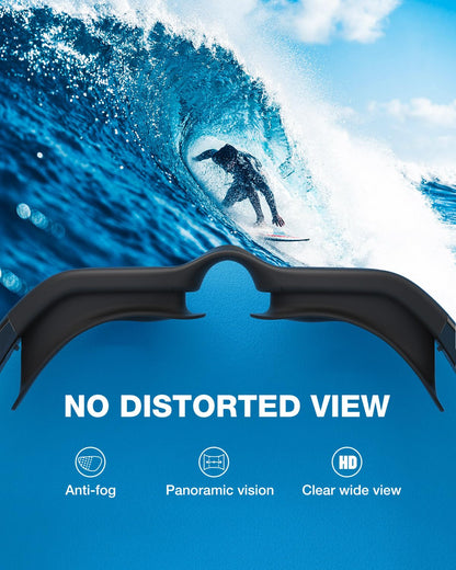 ZIONOR G1 Swim Goggles no distorted view with anti-fog and panoramic clear wide view