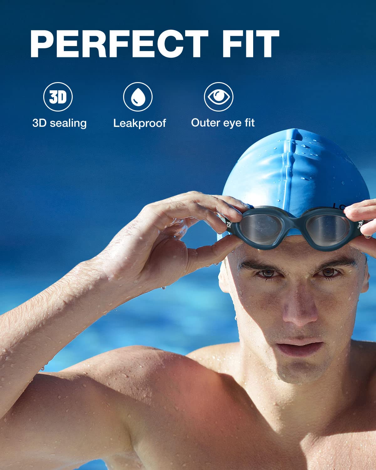 ZIONOR G1 Swim Goggles perfect fit with 3D sealing and leakproof outer eye design