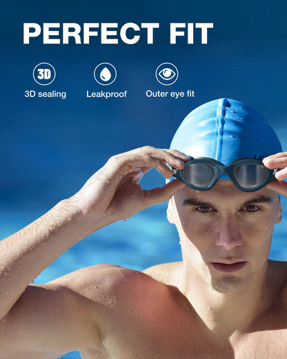 ZIONOR G1 Swim Goggles perfect fit with 3D sealing and leakproof outer eye design