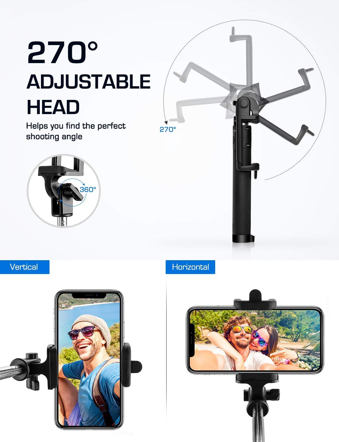 Selfie Stick, Lightweight Extendable 31.9 Inch Bluetooth Selfie Stick Monopod with Wireless Remote